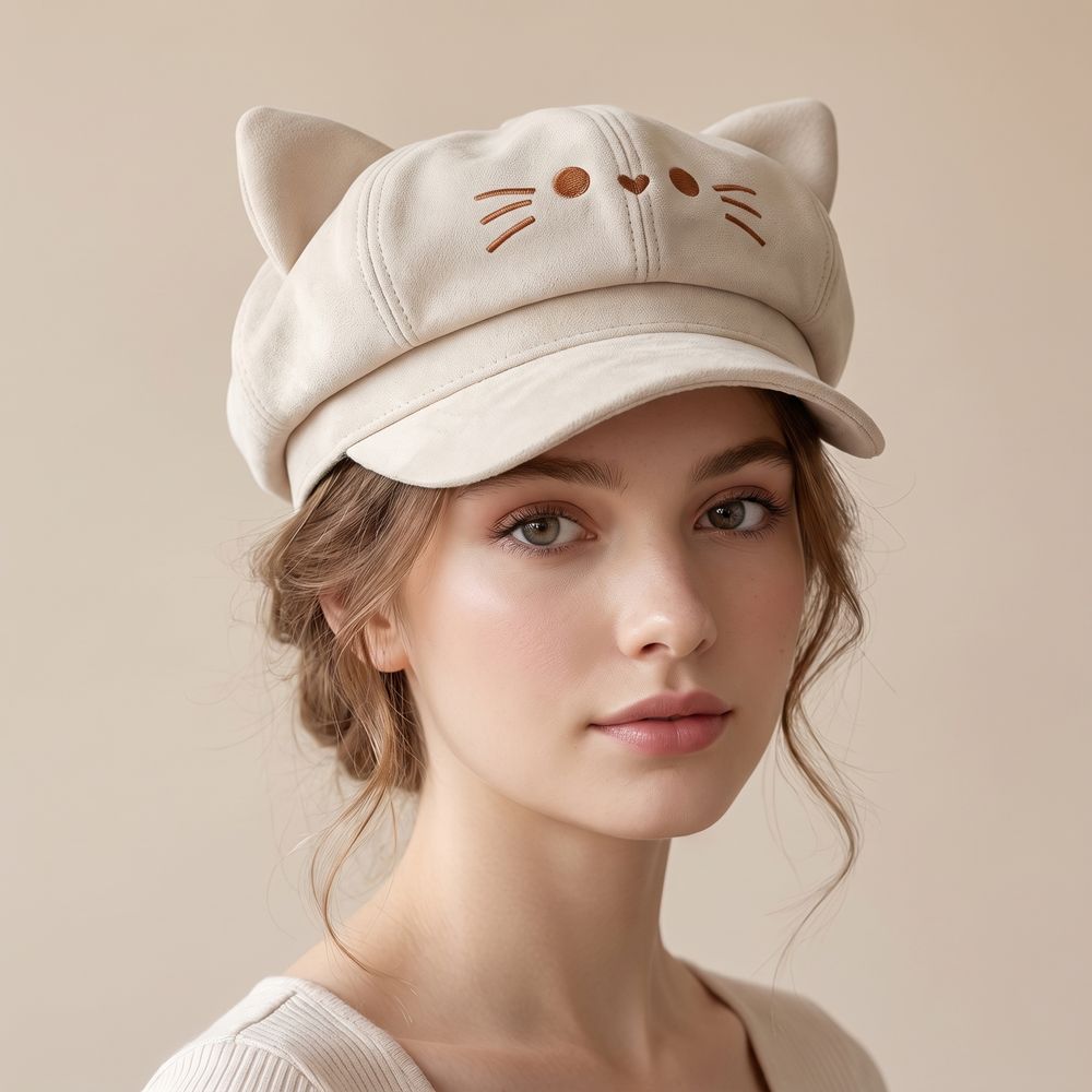 Embroidery Artist - Cute Embroidery Embroidered Cat Ears Beret