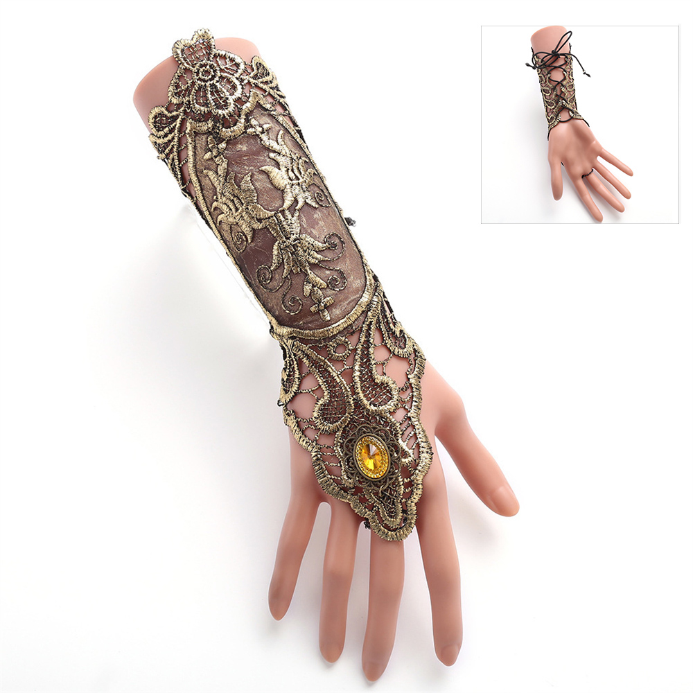 Embroidery Gothic - 1pc Gothic Lace Cuff Fingerless Glove