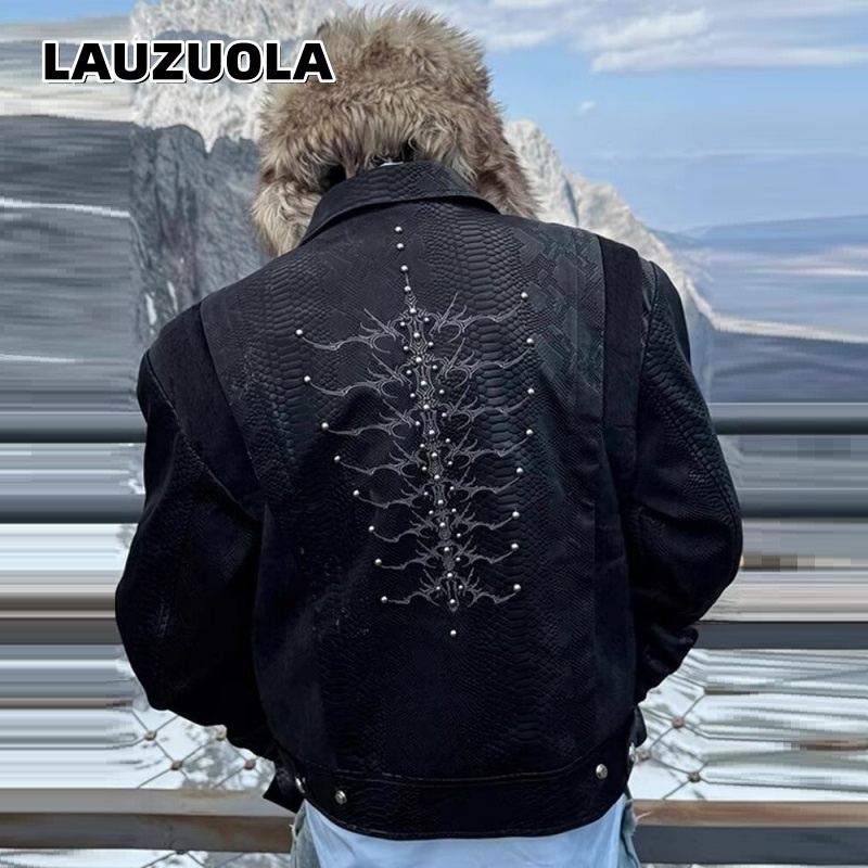 Men Black Snake Embossed Jacke - огляд і ціна Embroidery Gothic