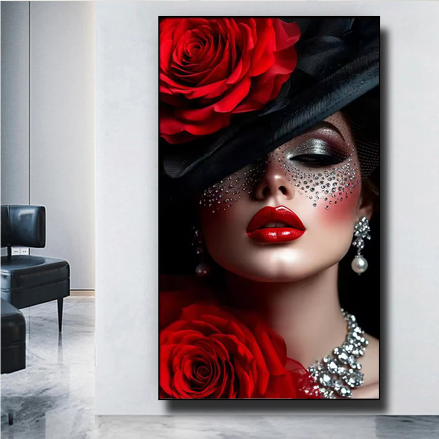 Elegant red lip jewelry for wo - огляд і ціна Embroidery Lips