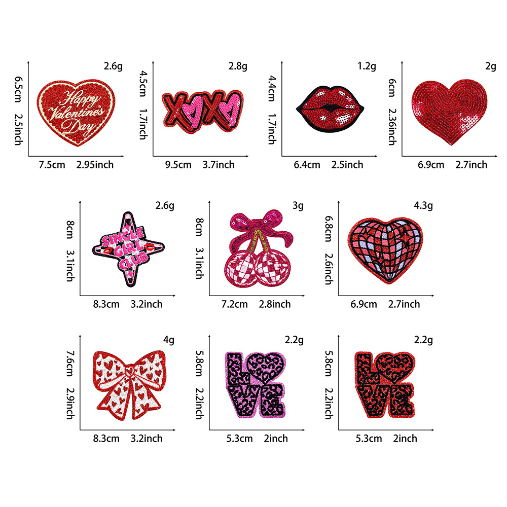 10pcs/set 2026 New Valentine's - огляд і ціна Embroidery Lips