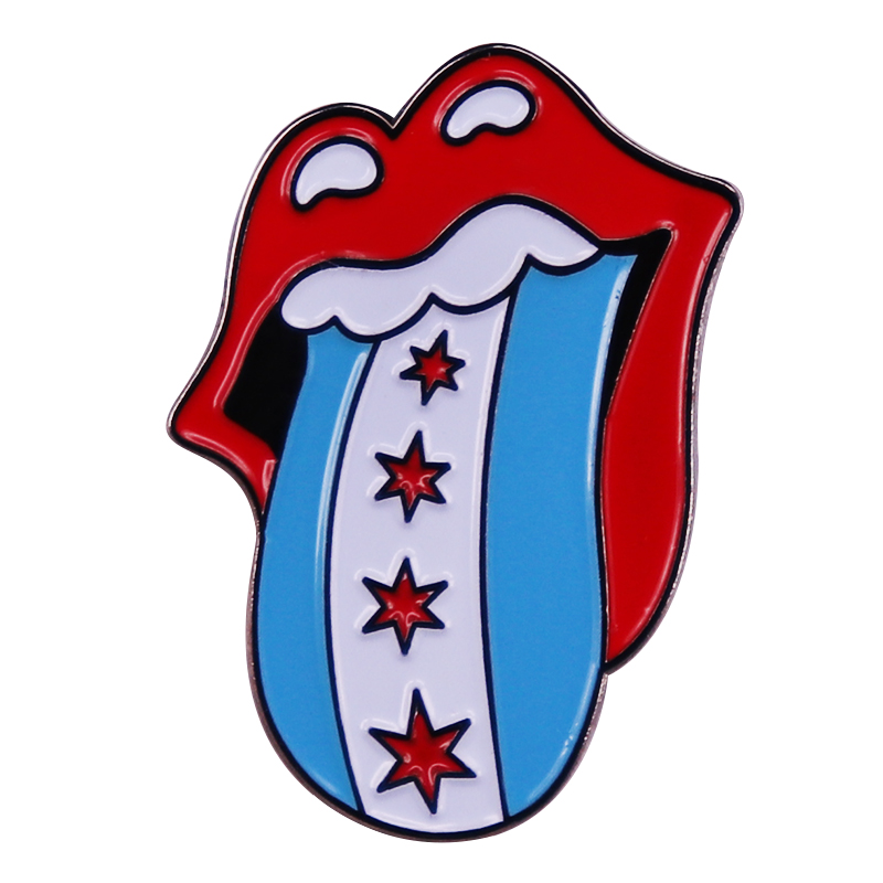 Chicago Flag Enamel Pin Music  - огляд і ціна Embroidery Lips