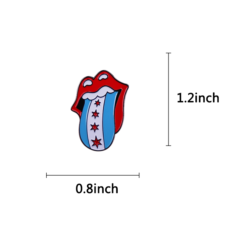 Chicago Flag Enamel Pin Music  - огляд і ціна Embroidery Lips