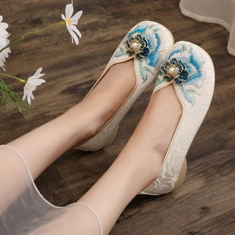 Woman Low Heel Embroidered Clo - огляд і ціна Embroidery Shoes